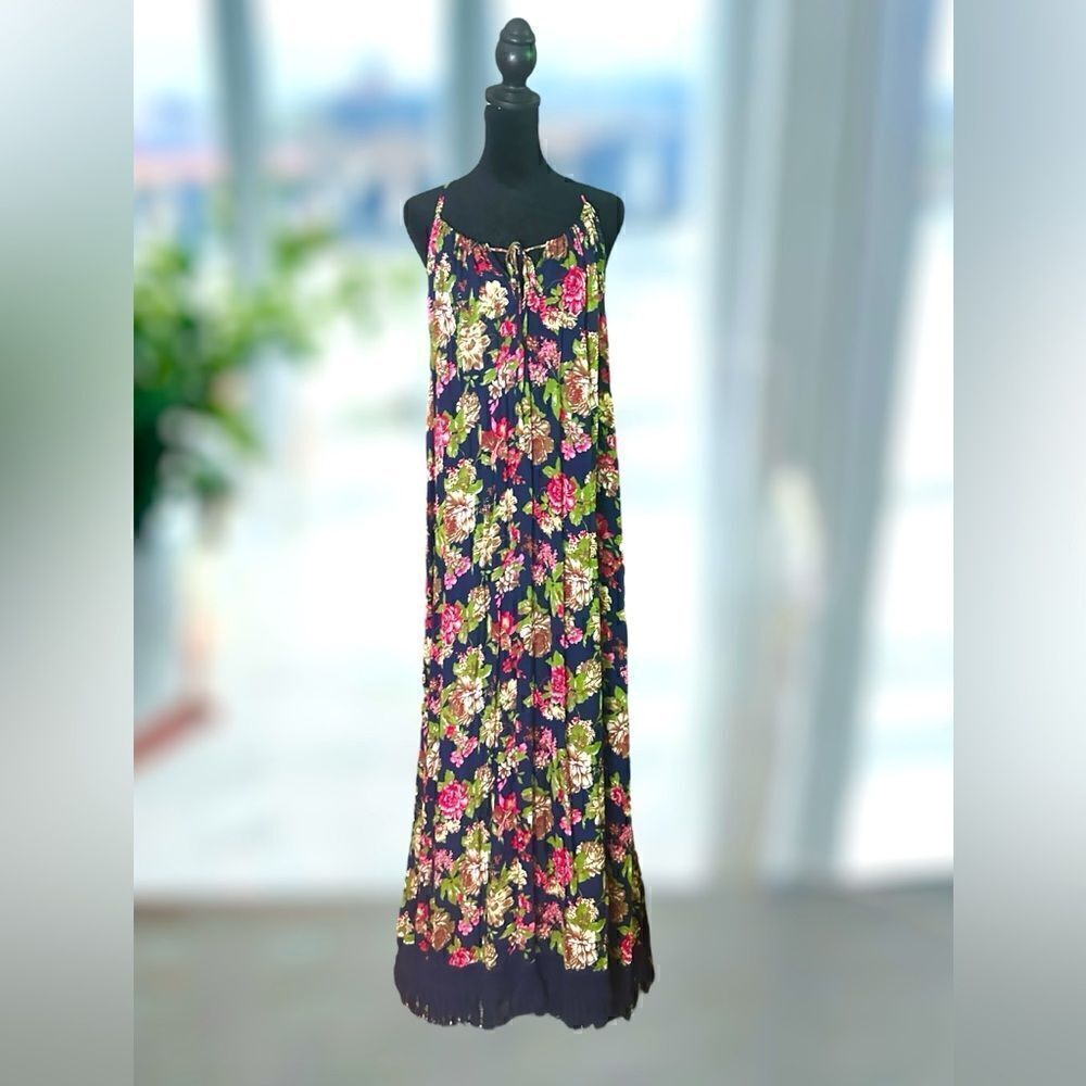ANTHROPOLOGIE EASEL BOHO Western Festival floral print fringe maxi dress Size M - Picture 13 of 16